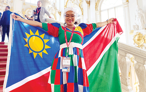 Tseitseimou flying Namibian flag high